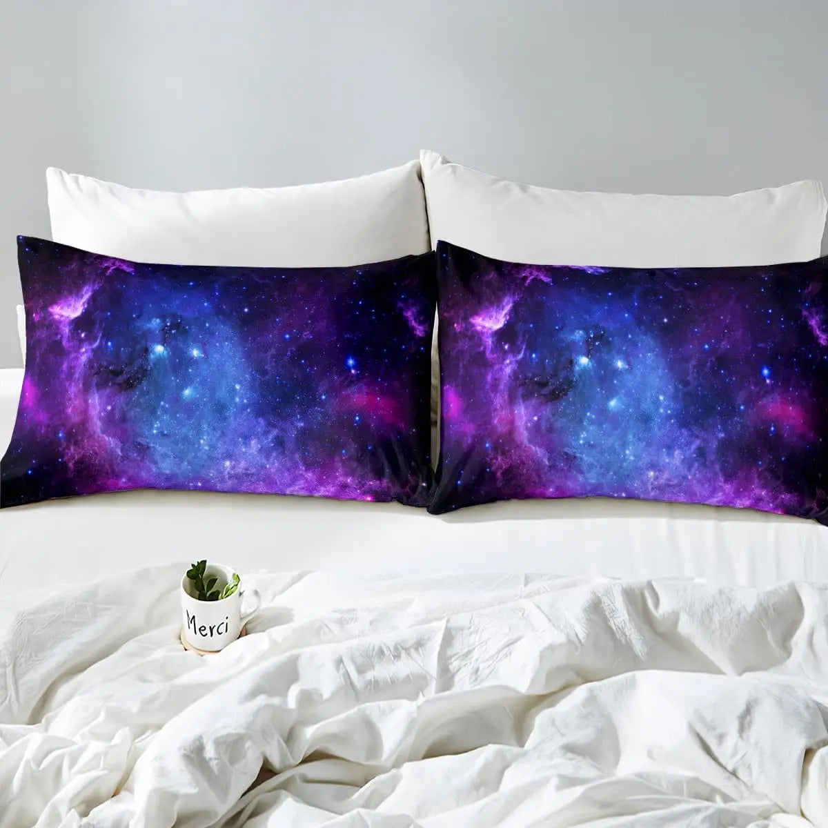 Drap-housse motif étoiles violet chambre adolescent