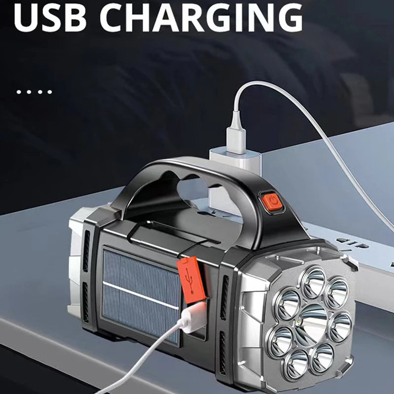 torche rechargeable led camping extérieure projecteur batterie externe solar usb portable 25w 1600lm