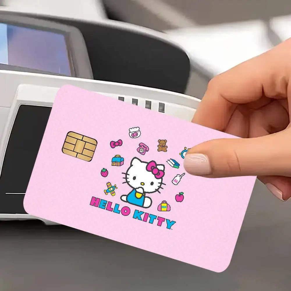 autocollants carte credit dessin anime fleurs cerisier pp paper waterproof réutilisable roseclair oneunit