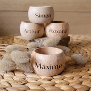 anneaux serviette bois personnalisables gravure mariage noel baptême rustic naturel