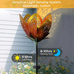 lampe solaire décorative fleurs stylisées orange doré moderne cristaux led autoinstallation patio