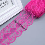 ruban dentelle polyester largeur 75mm couleurs rouge rose vert bleu motifs floraux classique