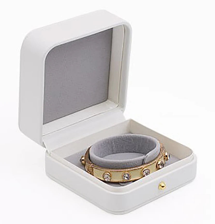 boîtes bijoux cuir blanc classique boutons dorés coffret cadeau emballage bijoux opacité matériauintérieur autres