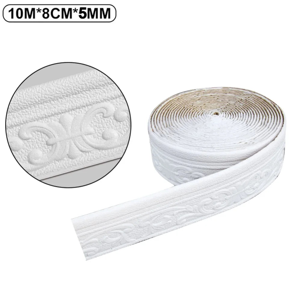 ruban decoratif adhesif blanc doré noir rose ornements floraux classique 10m 8cm 5mm
