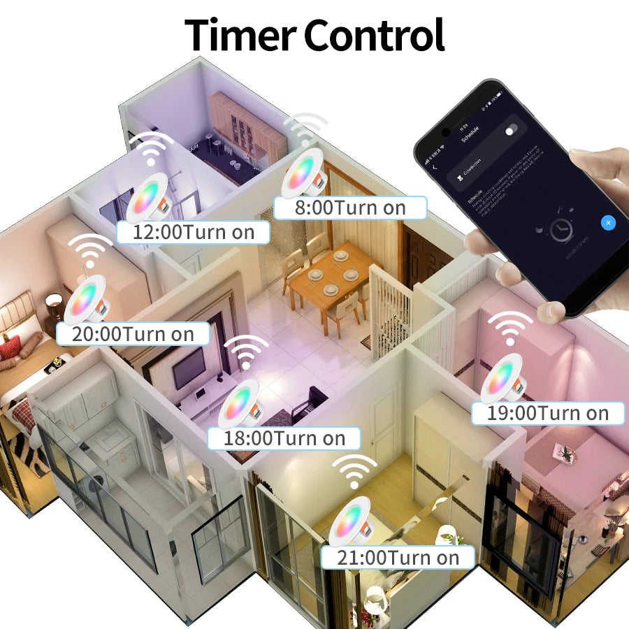 lumière led intelligente spot encastrable blanc multicolore controle bluetooth app moderne minimaliste