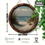 décoration murale bois cercle plage océan sable herbes hautes suspension maritime rustic vintage
