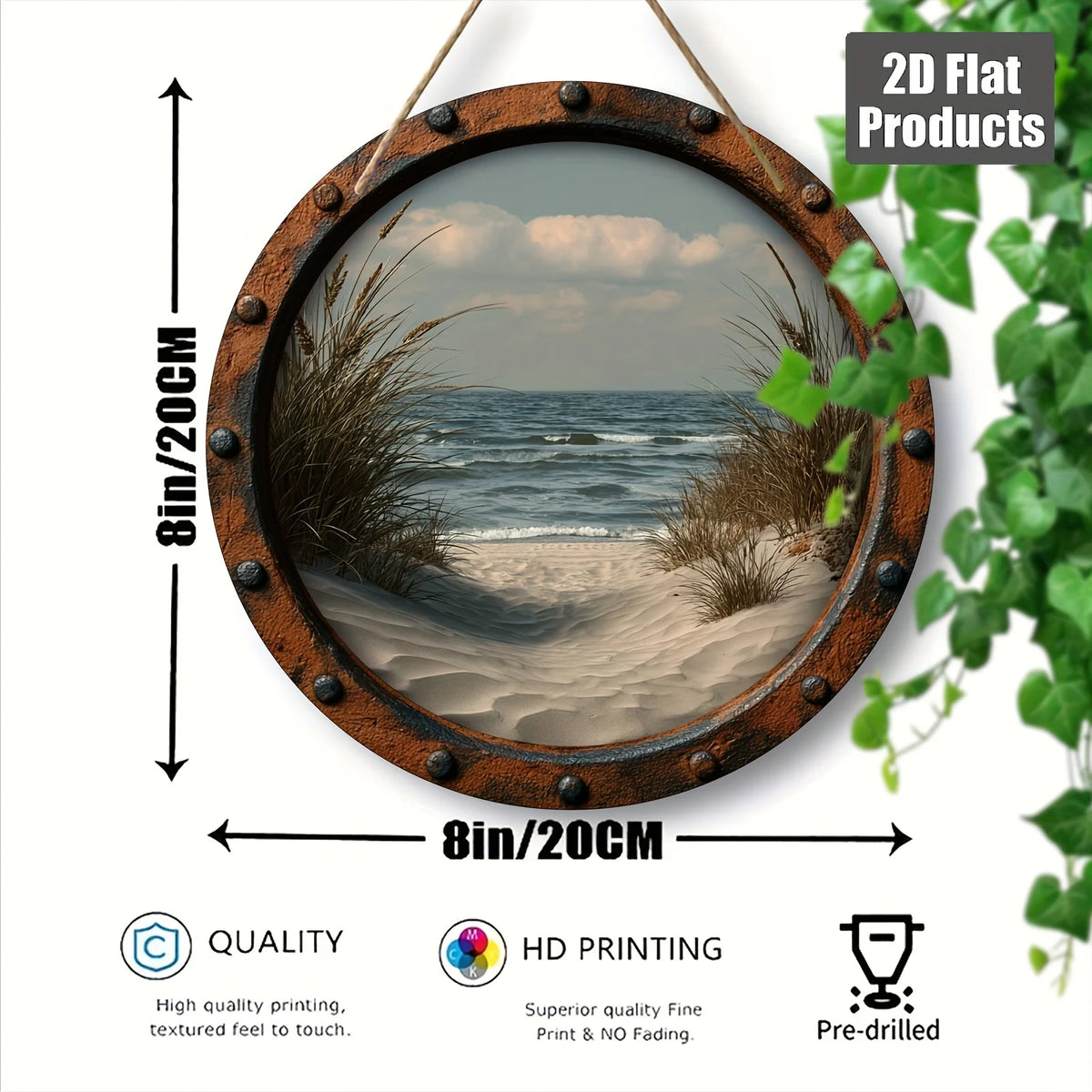 décoration murale bois cercle plage océan sable herbes hautes suspension maritime rustic vintage