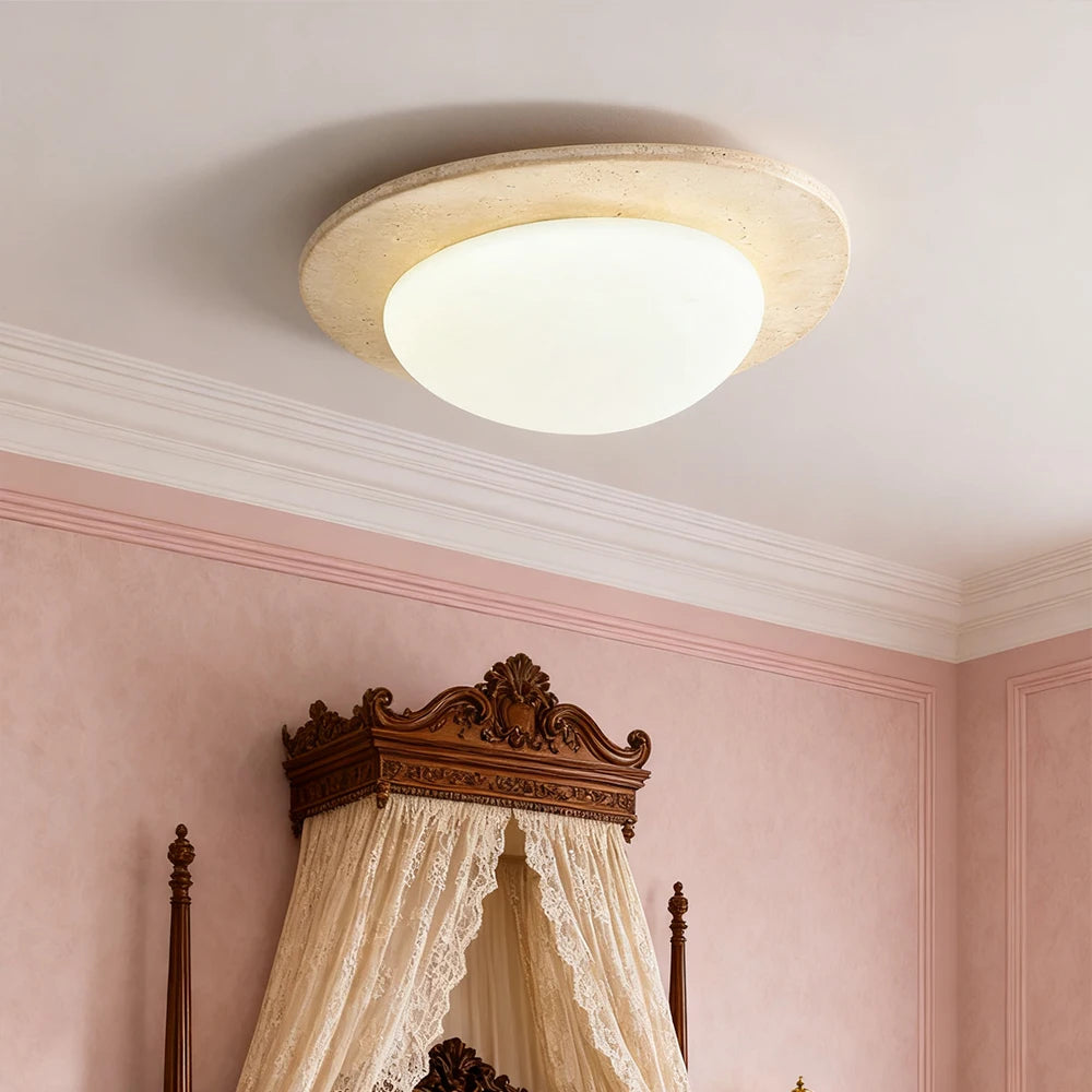 plafonnier moderne rustique marbre poli blanc beige texture naturelle lumière surface chambre salon
