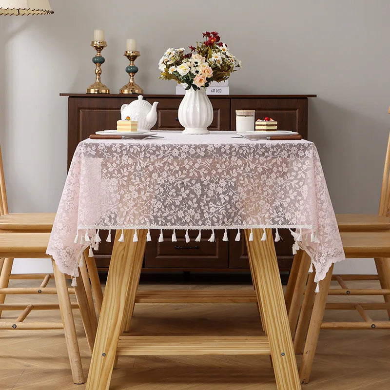 nappe table dentelle floral beige romantique réutilisable hiver printemps été mariage festivehôtel