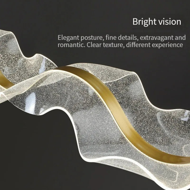 Suspension lumineuse moderne élégante blanc doré texture ondulée brillante câbles suspendus 120cm 100cm