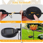 lampe solaire décorative fleurs stylisées orange doré moderne cristaux led autoinstallation patio
