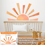 stickers muraux dessin animé soleil souriant arc ciel enfant chambre salon decoration murale jaune