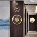 horloge murale moderne or cerf floral chiffres arabes étude salon
