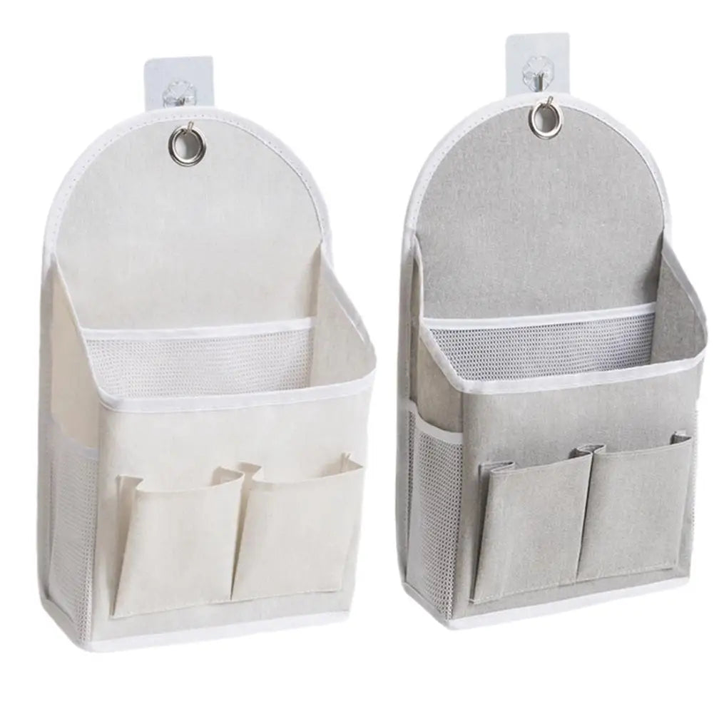 sac rangement mural gris clair moderne toile nylon pratique crochet lunettes carnets stylos