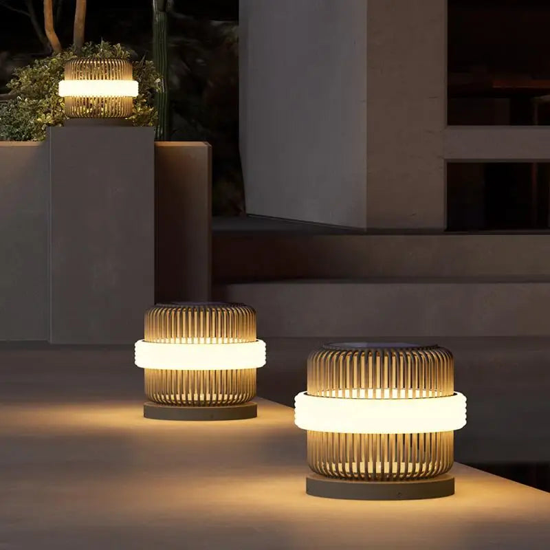 lampe solaire dorée moderne rayures horizontales flux lumineux 249 2000 imperméable base inclusive