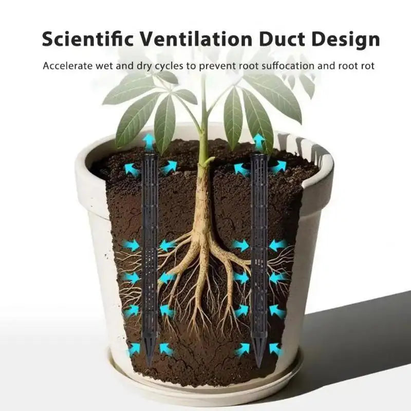 tubes aeration plantes ventilation insertion pots racines prevention excès eau blanc perforations jardinage utilitaire