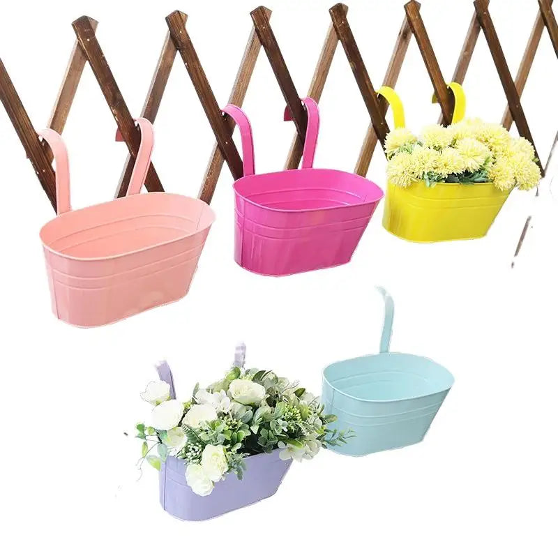 panier suspendu imprimé floral vert rose jaune bleu violet moderne crochets fleurs artificiellesextérieur