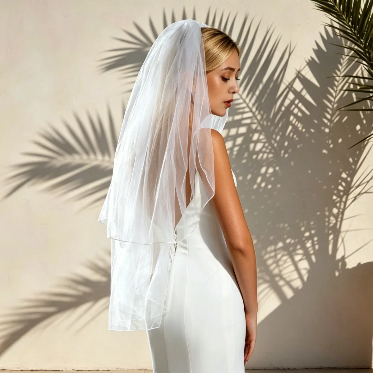 voile mariée blanc classique deux niveaux bordure crayon peigne minimaliste