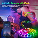ruban led multicolore moderne adhésif controle application télécommande synchronisation musicale chambre fête