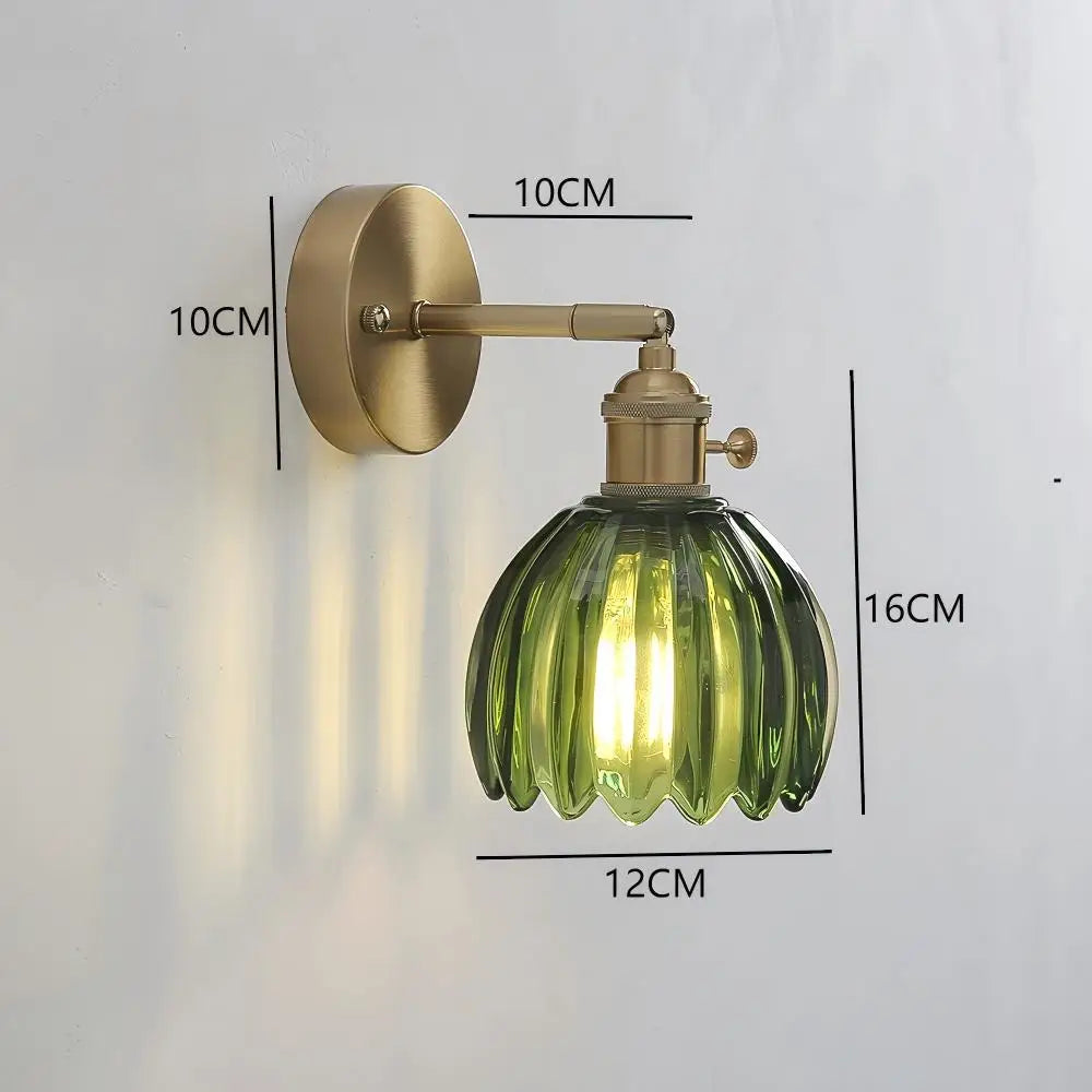 lampe murale moderne verre floral or vert translucide vintage fixée mur led contemporain