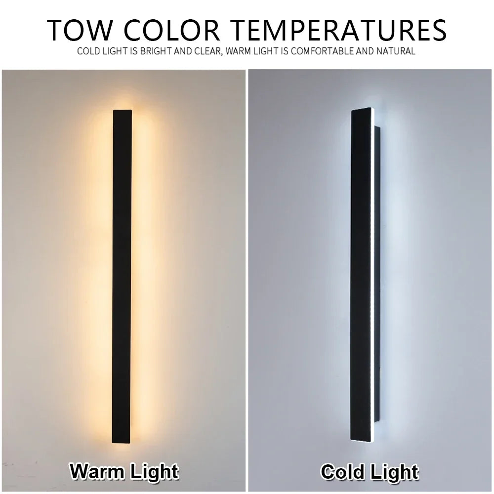 lampe murale led moderne noire frosted 40cm 60cm 80cm 100cm 120cm