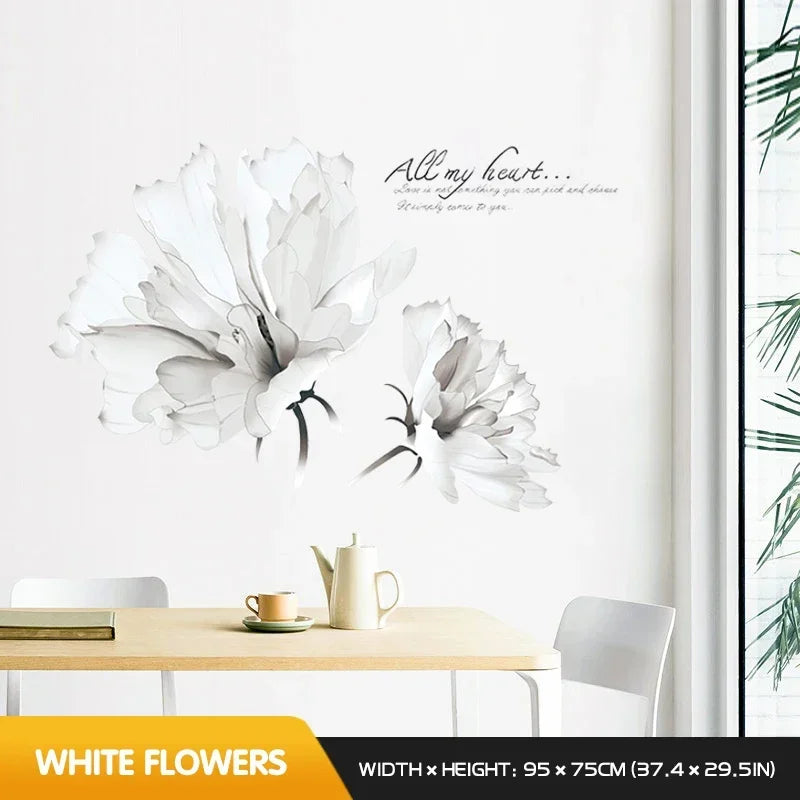 décoration murale stickers fleurs textes moderne romantique intérieur chambre salon