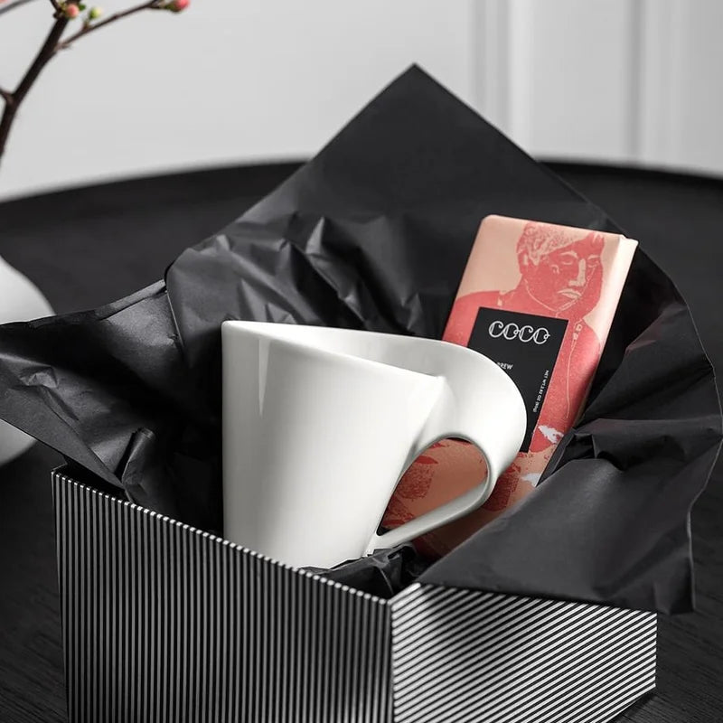 tasse blanc porcelaine moderne respectueux environnement 130ml 200ml 300ml 90ml cuillère dorée gâteau