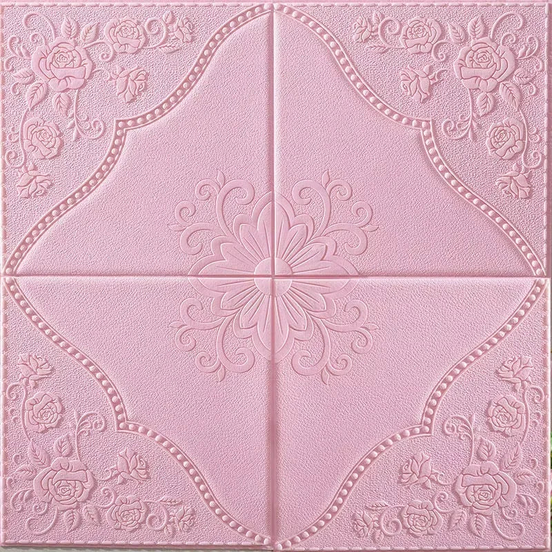 panneau décoratif mural blanc floral relief classique adhésif 70cm 70cm