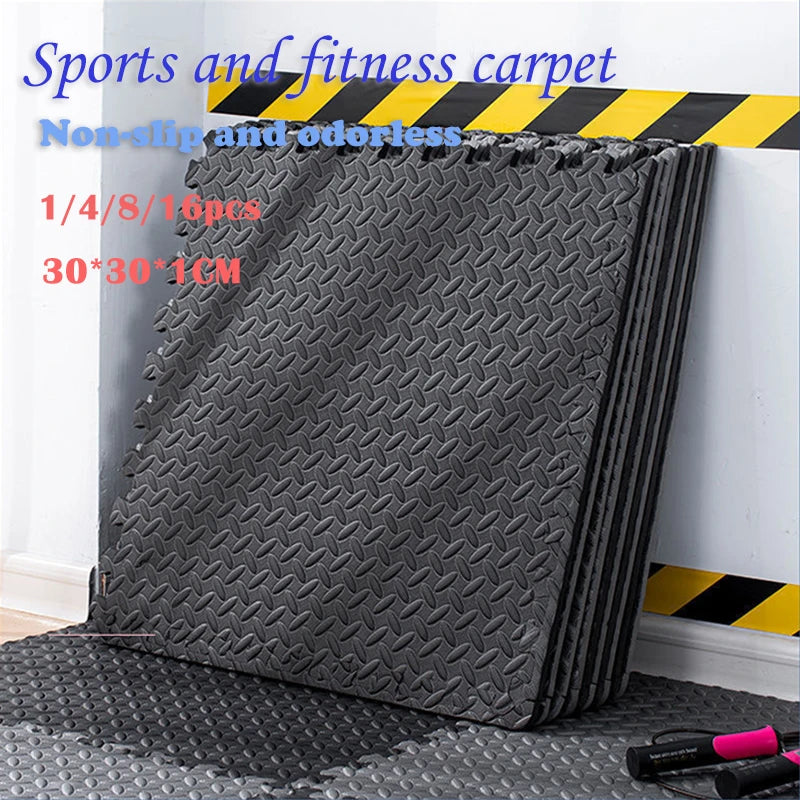 tapis fitness noir texture géométrique antidérapant imperméable moderne 30cm 30cm