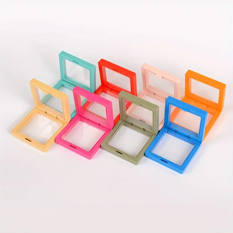 boîtes bijoux transparentes moderne clips vert orange rose bleu gris