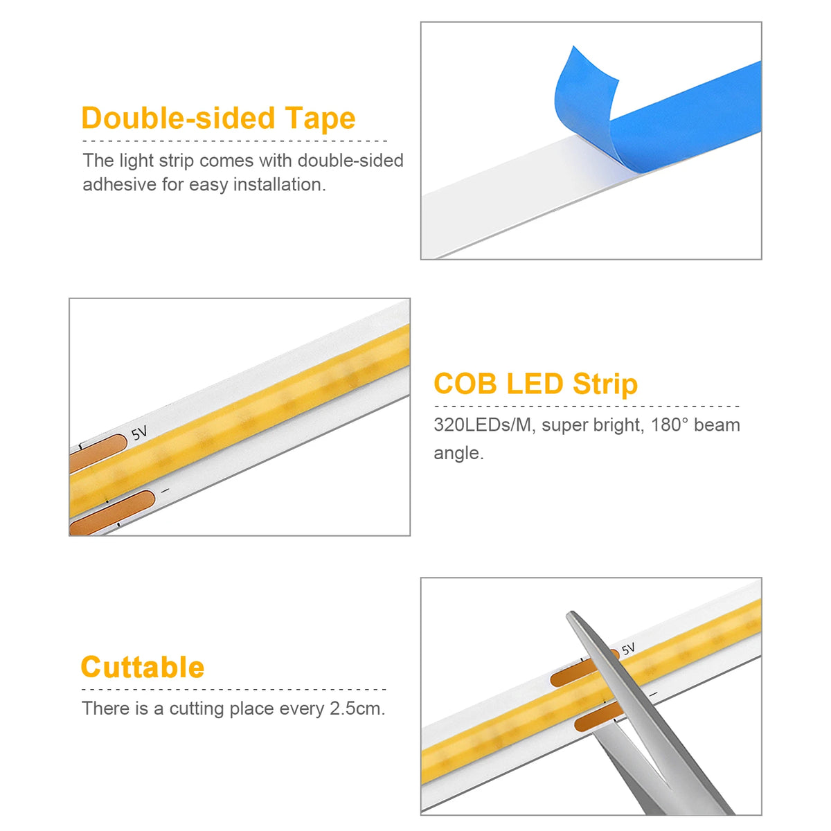 ruban led blanc adhésif 5v 3000k télécommande 249lm 10000h moderneintérieur