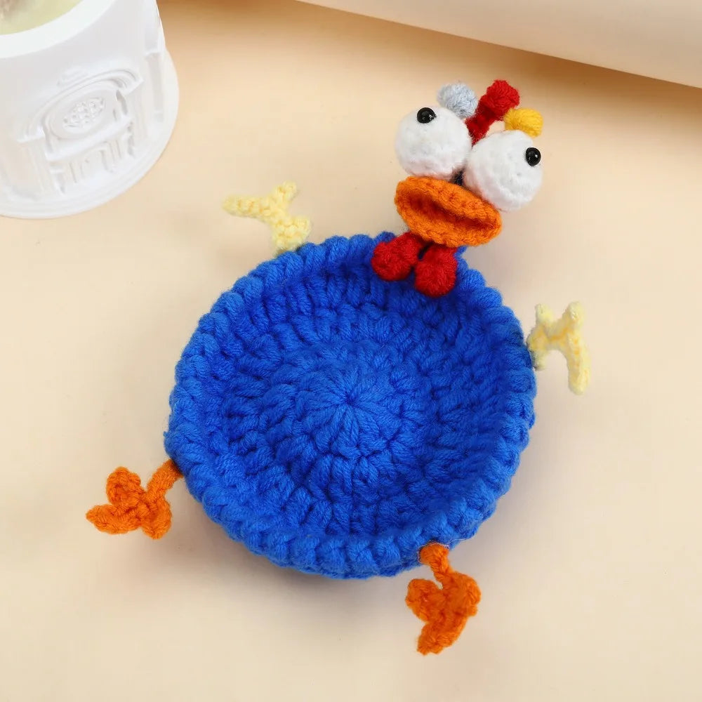 coasters crochetés coton blanc bleu jaune rose animaux résistants chaleur absorbants