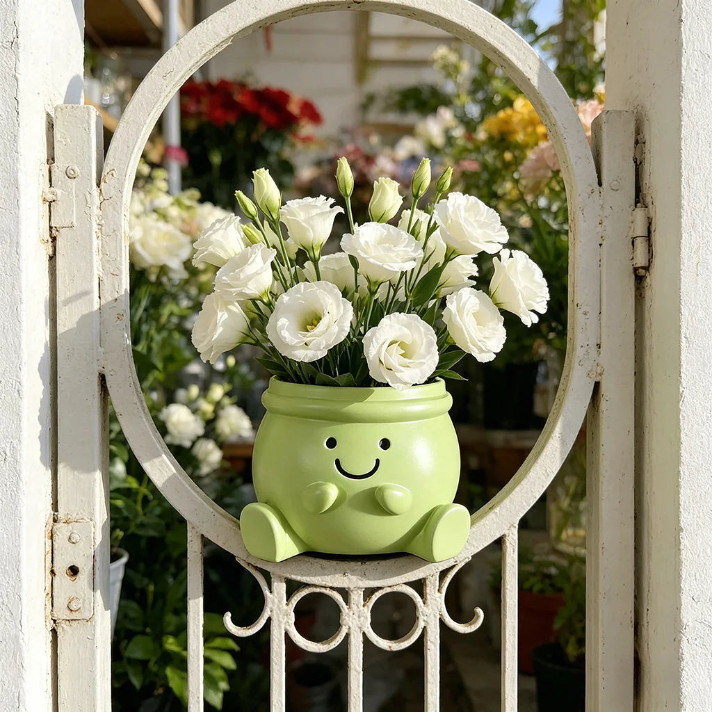 pot résine vert mignon plante succulente dessin animé décoration maison