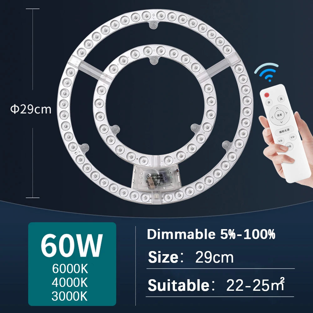 ampoule led module circulaire blanc moderne économie énergie contrôle distant aimant blanc chaud froid