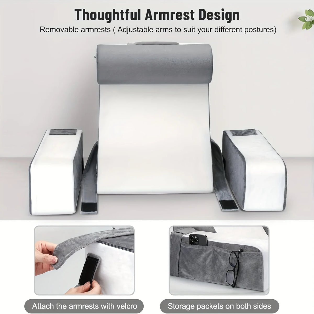 coussin repos pliable ergonomique velours gris blanc support lombaire portable