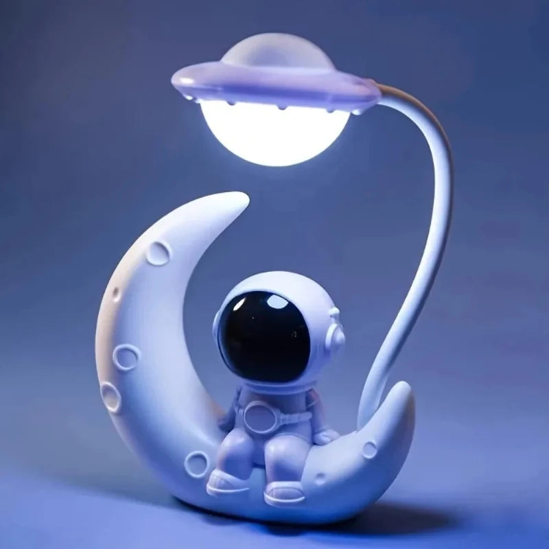 lampe table astronaute lune ufo moderne chambre blanc bleu rose orange