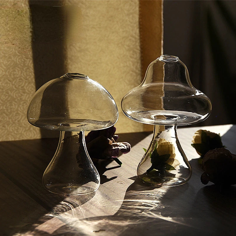 vase verre transparent forme champignon moderne minimaliste decoration intérieure bulles rondes