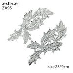 accessoires baroques élégants appliques décoratives argentées dentelles strass polyester écologiques solubles eau floral ornements