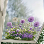 autocollants muraux fleurs violet herbe ciel adhésifs intérieur balcon fenêtre décoration