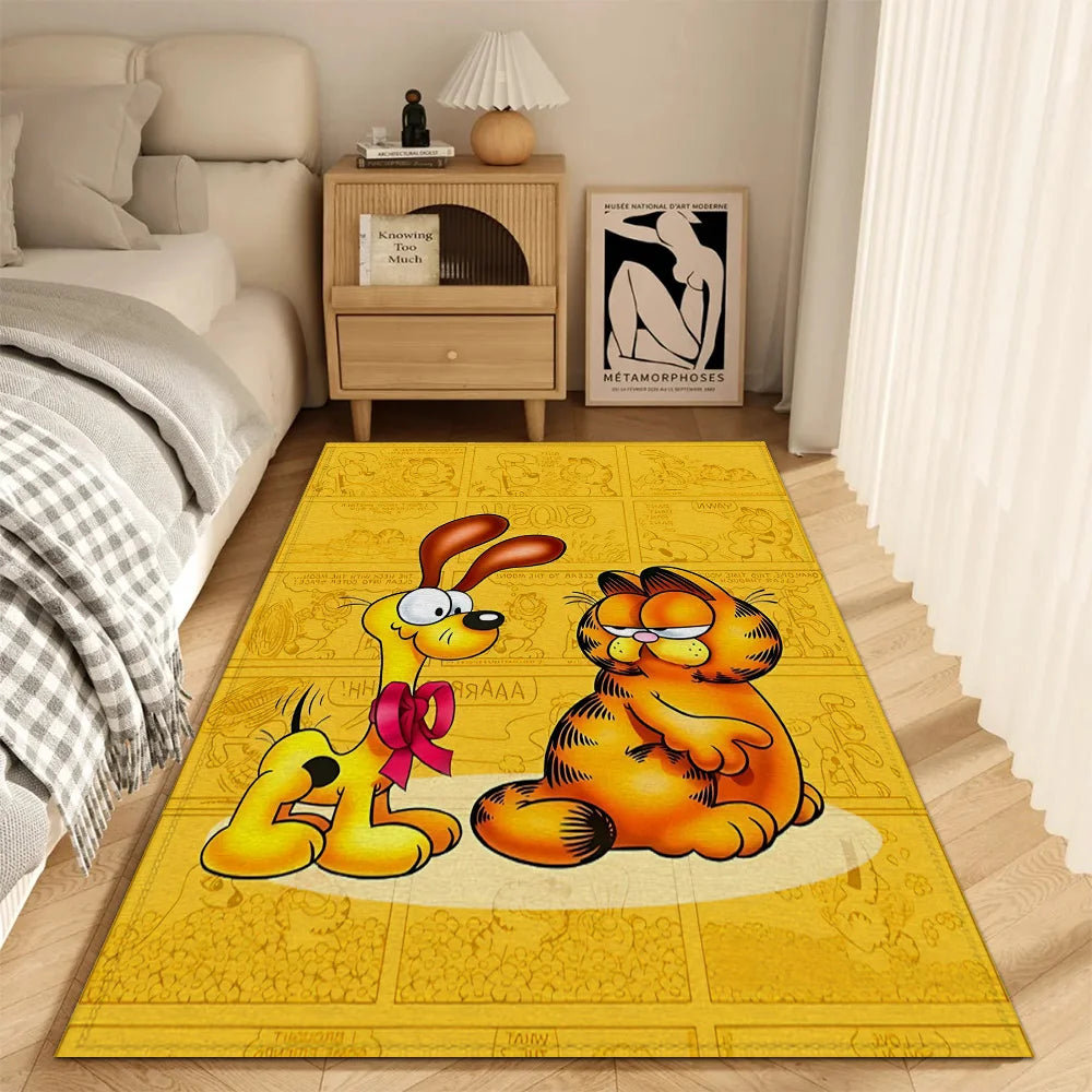 tapis salon moderne motif garfield personnages dessin animé coton doux antidérapant porte chambre