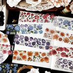 autocollants fleurs papillons texte vintage romantique bleu rose marron blanc pièces