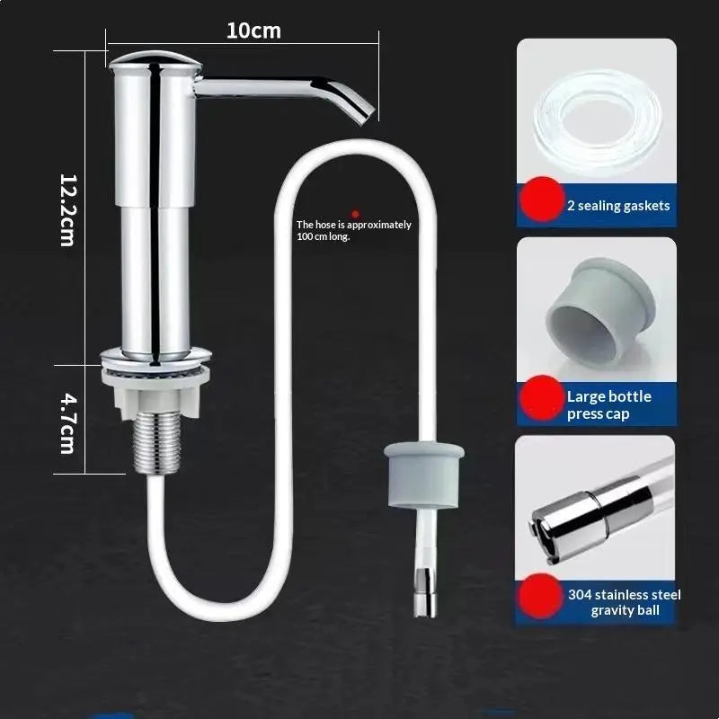 distributeur savon liquide chrome moderne fixations vis sans piece inclusion