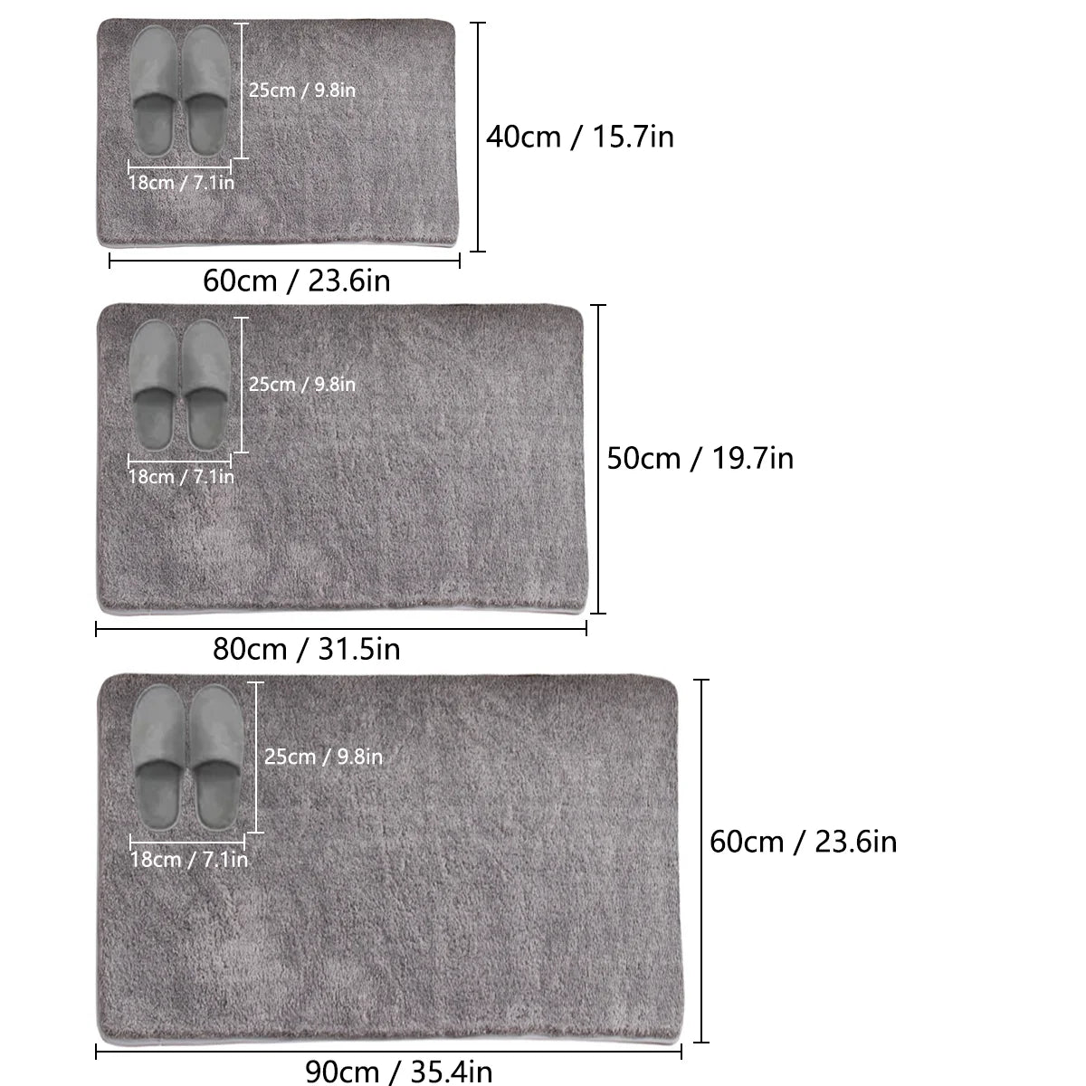 tapis bain gris texture douce motifs floraux moderne 40x60cm 50x80cm 60x90cm
