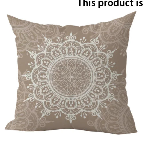 housse coussin mandala imprimé moderne 100 polyester beige gris clair 40x40cm 45x45cm 50x50cm 60x60cm