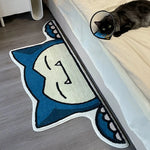 tapis moderne bleu blanc visage souriant diameter 80cm 100cm 120cm 150cm animes cartoon