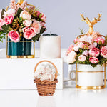 mini panier tissé rotin marron clair traditionnel anneau poignée décoration maison rustic pièces
