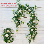 guirlande fleurs artificielles roses feuilles vertes extérieur accrochage naturelle rustique