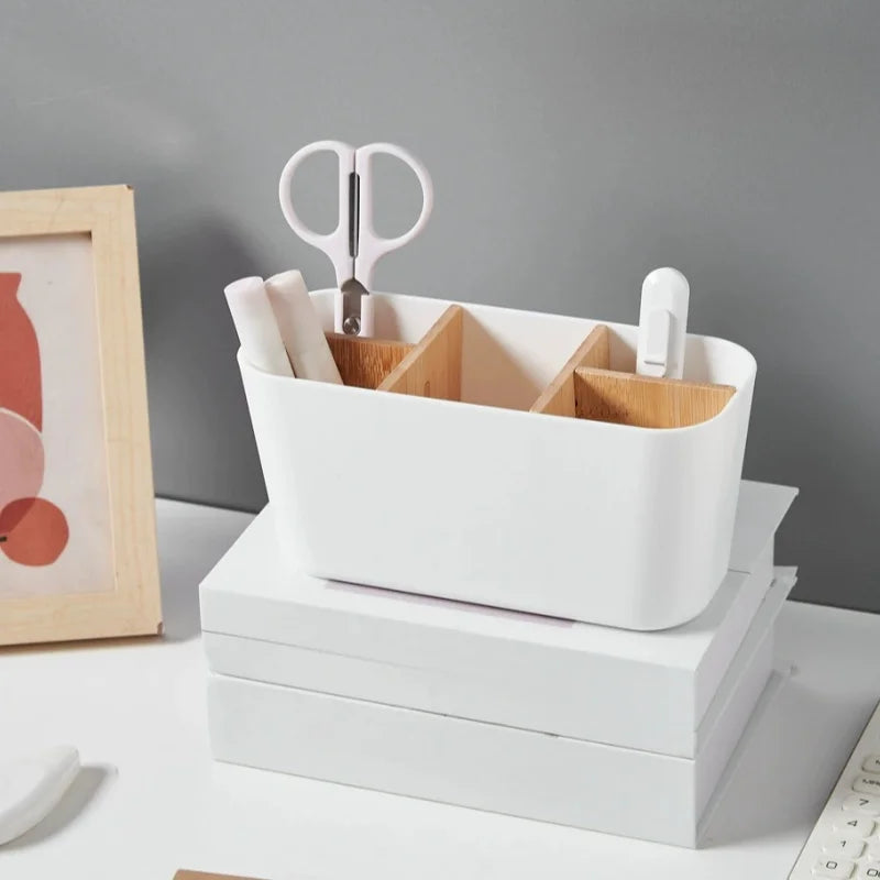 organisateur vanity bois blanc noir rangement brosses électriques tubes dentifrice minimaliste moderne