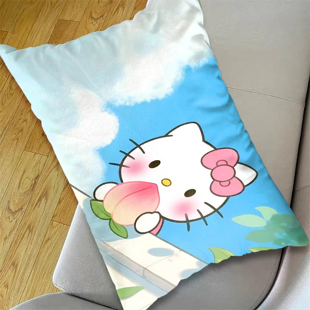 coussins décoratifs imprimés hello kitty bleu blanc rose vert jaune polyester cartoon salon lit