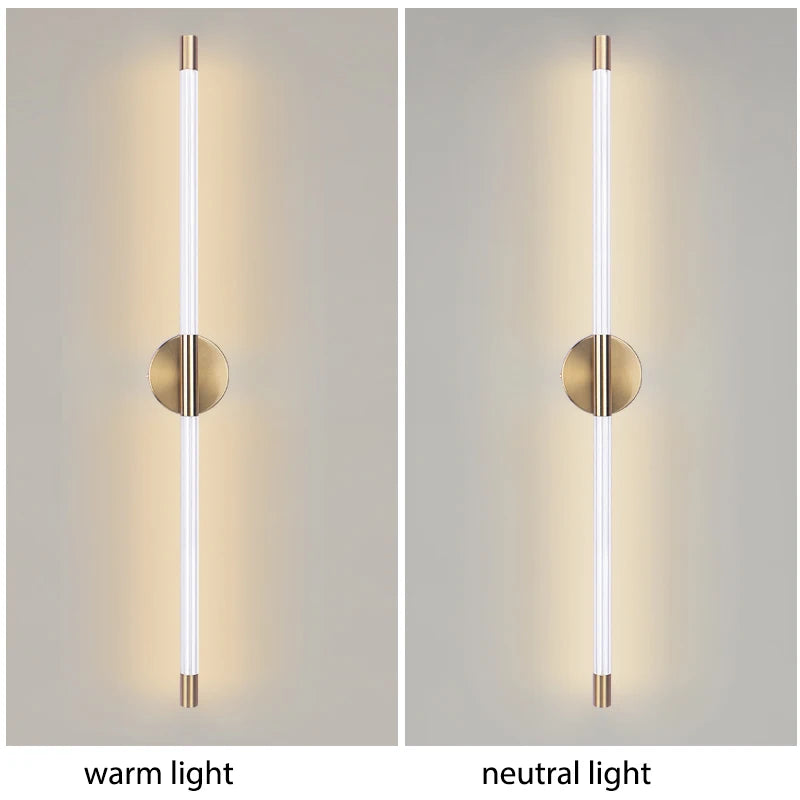 lampe murale moderne transparente dorée 120cm 100cm 80cm 60cm fixée mur led 3000k 4500k